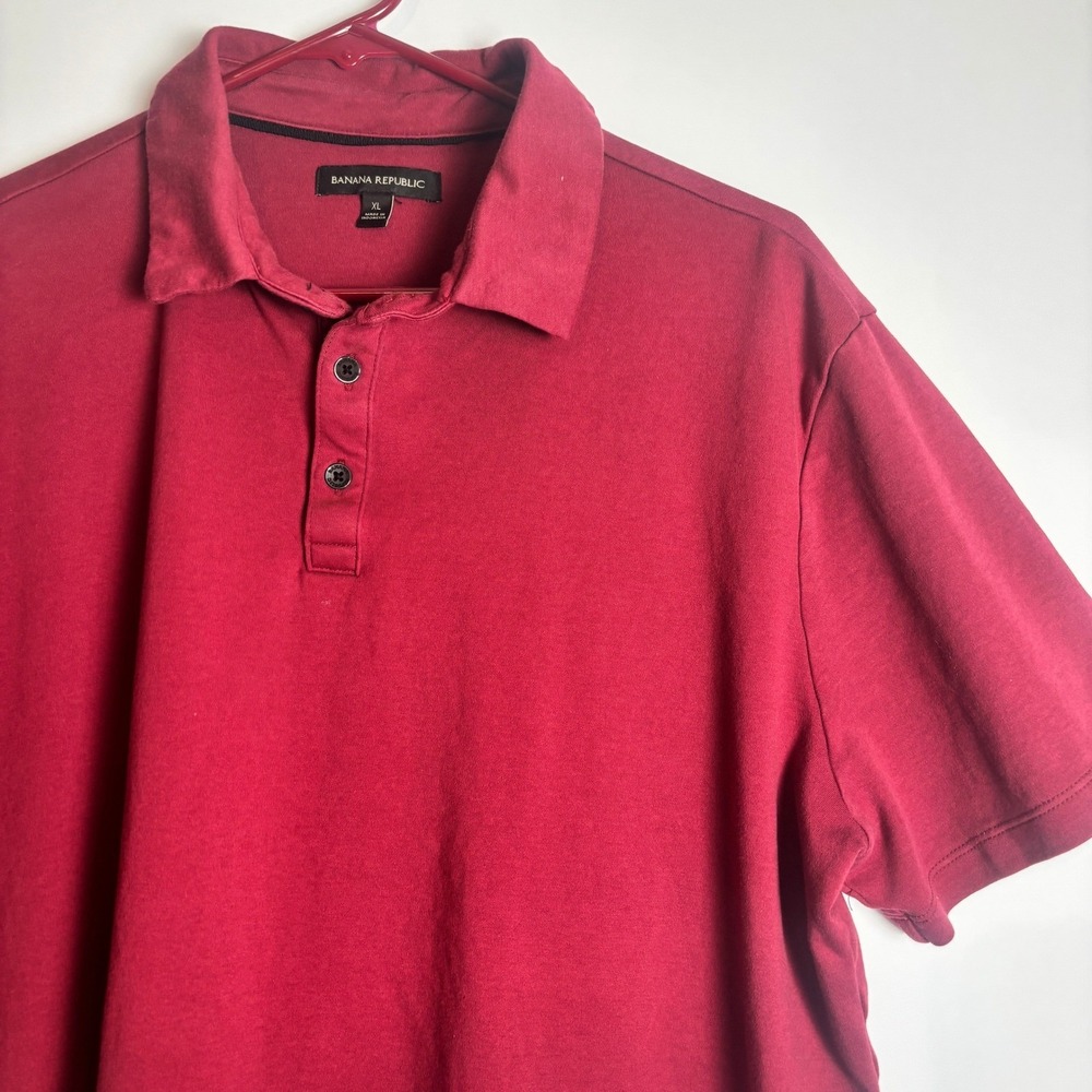 Banana Republic Mens XL Polo Shirt Burgundy Red Short Sleeve Jersey Knit Classic